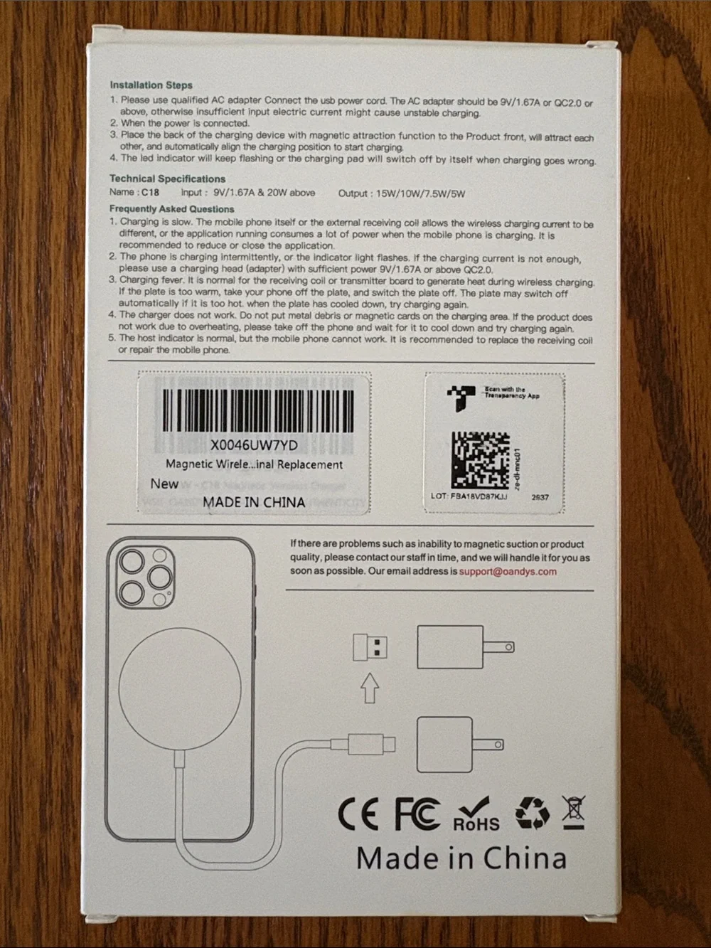 Andy’s Magnetic Fast Wireless Charger - White/Silver
